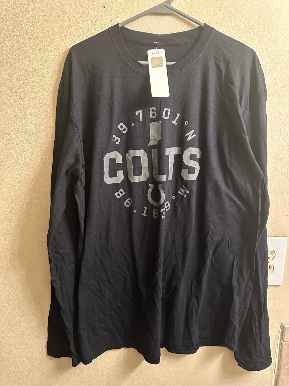 Team Apparel Colts Long Sleeve Shirt - Navy Blue with Gray Graphic